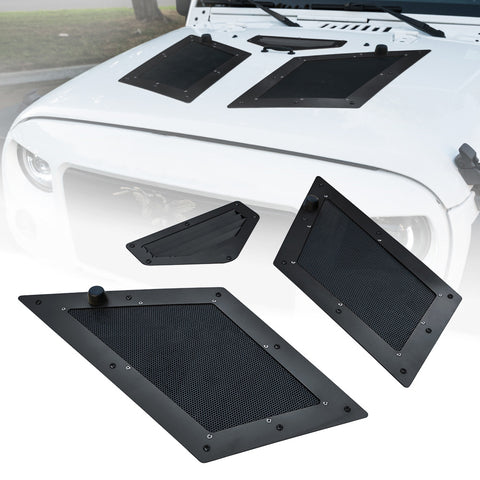Black Cobra Hood Vents & Louver for 07-17 Jeep Wrangler JK